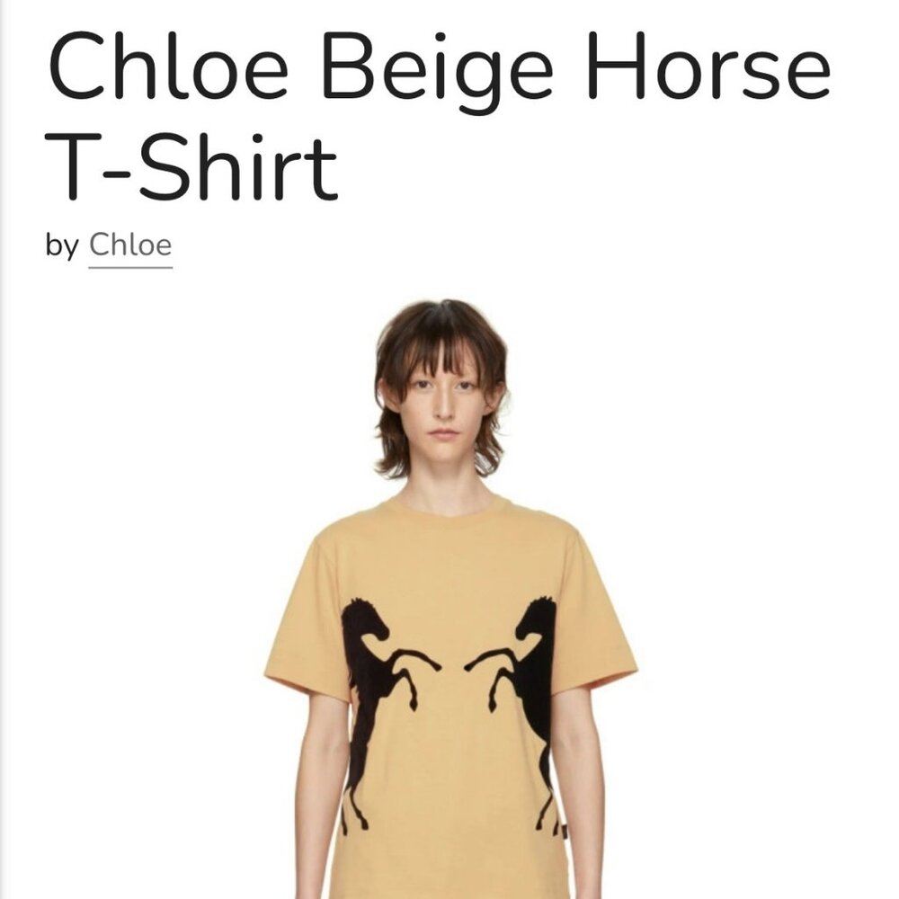 CHLOE beige/black horses T-Shirt Small Size 36 (Italy)